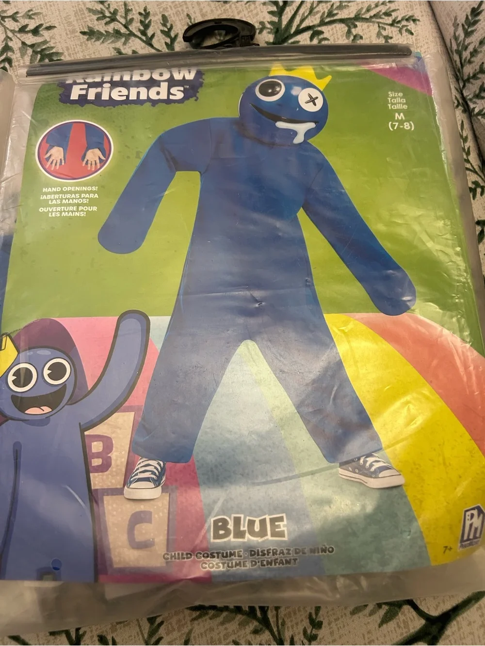 Disguise Rainbow Friends Blue Costume Kids Size 7-8 Headpiece Official Halloween